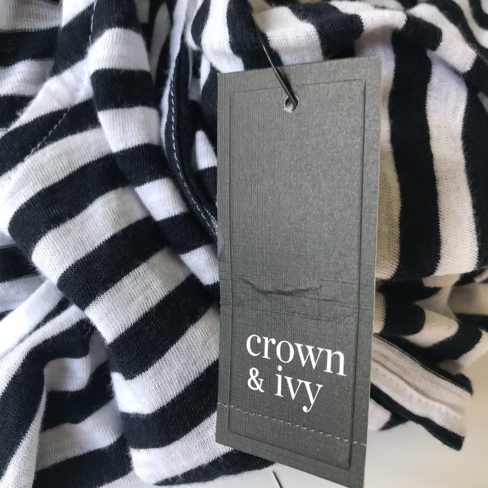 Crown & Ivy Curvy Long Sleeve Top Black White 0X - Picture 11 of 13